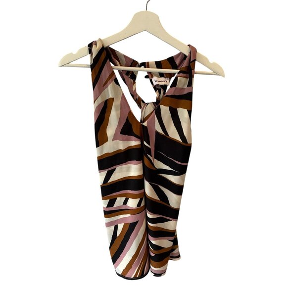 Veronica M Halter Top Zebra Stripe Abstract Boho Sleeveless Blouse Artsy - Picture 3 of 4